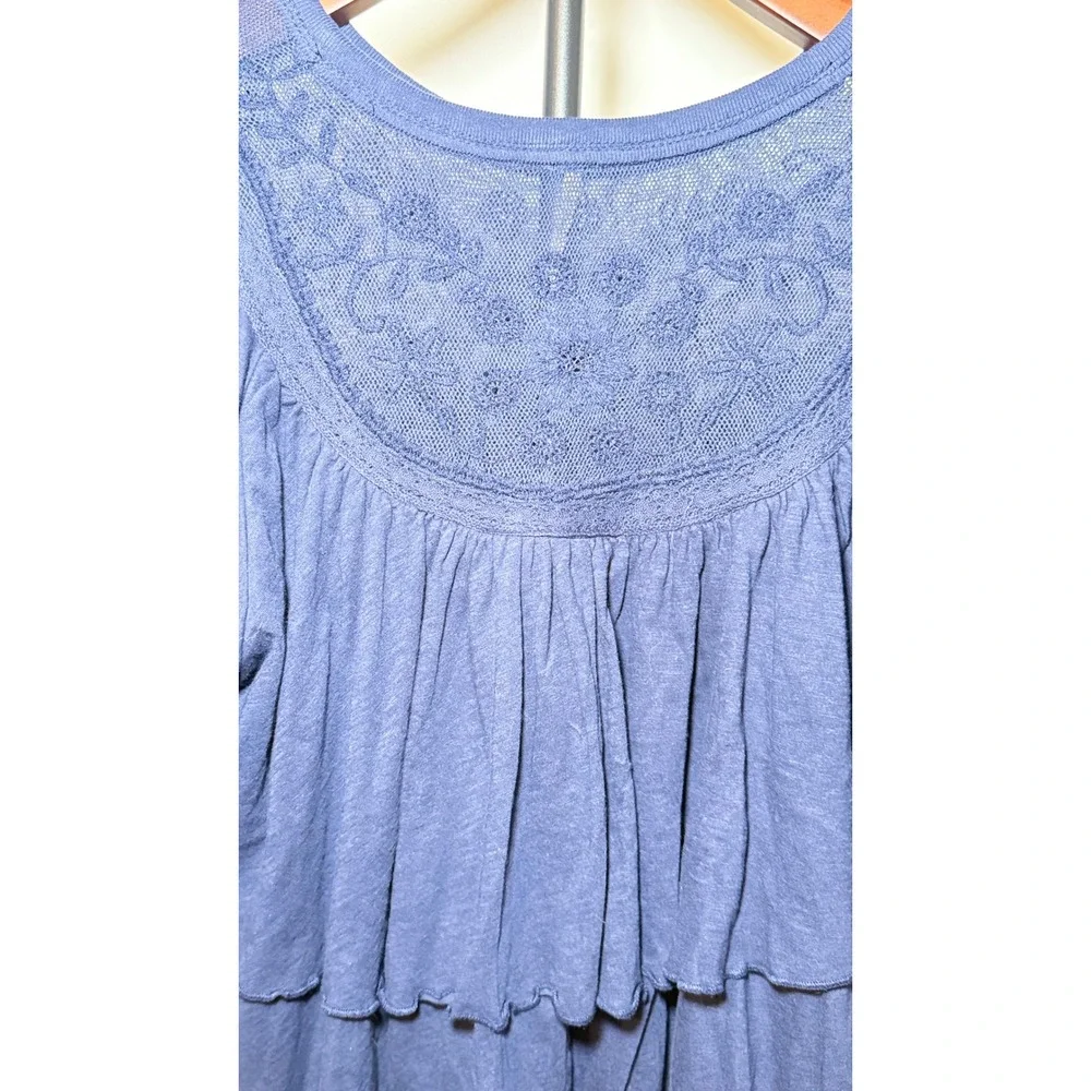 Free People Blue Rose Party Tiered Ruffle Babydoll SwingTop S/P